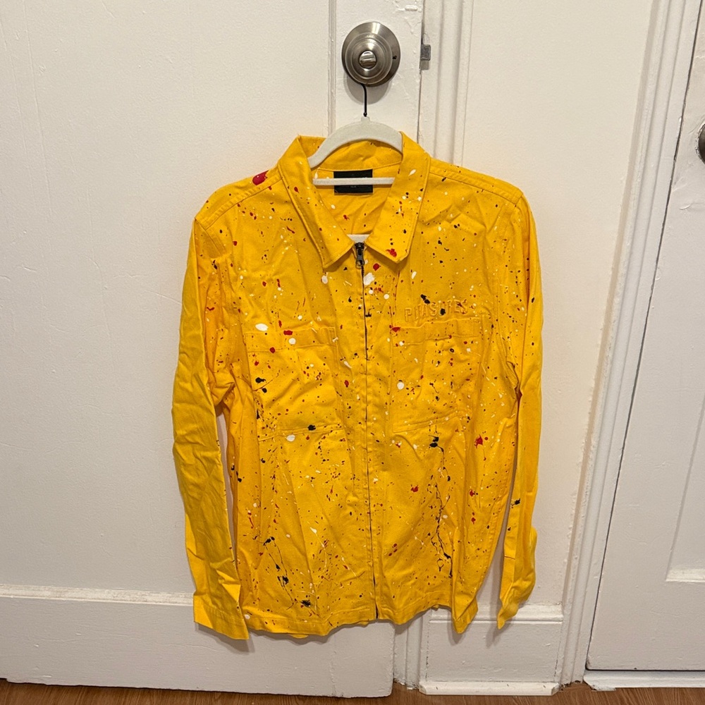 Pleasures Yellow Paint Splatter Zip-Up Shirt/Jacket